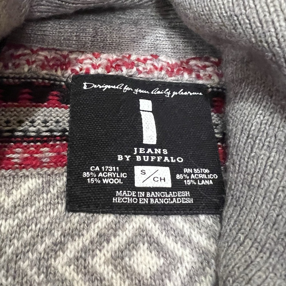 Jeans By Buffalo Southwestern Academia Cardigan Shawl Collar Knit Sweater S Men - Picture 4 of 7